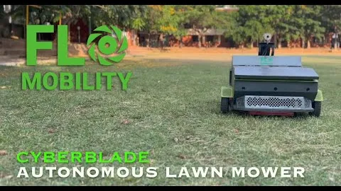 The Flo autonomous lawn mower on a lawn